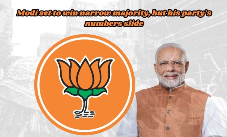 Modi set to win narrow majority, but his party’s numbers slide